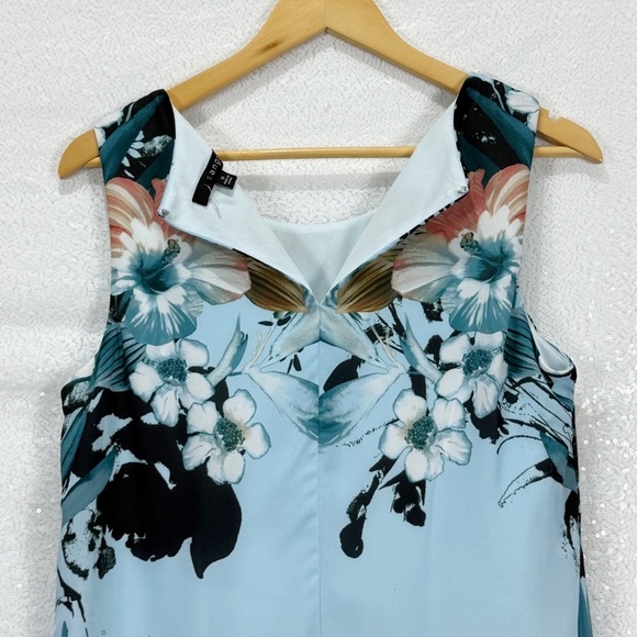Signature by Sangria Floral Chiffon Shift   Dress - Blue Women’s Size 10 - Picture 5 of 9
